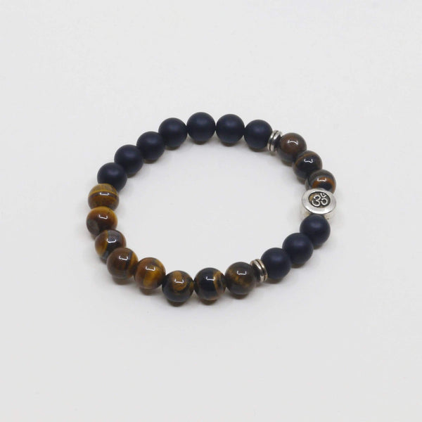 Pulsera de Ojo de Tigre y Piedra Volcánica