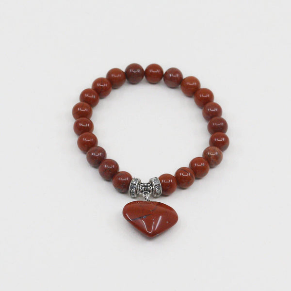 Pulsera de Jaspe Rojo con Corazón