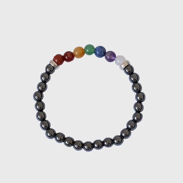 Pulsera Fina de Hematita y 7 Chakras